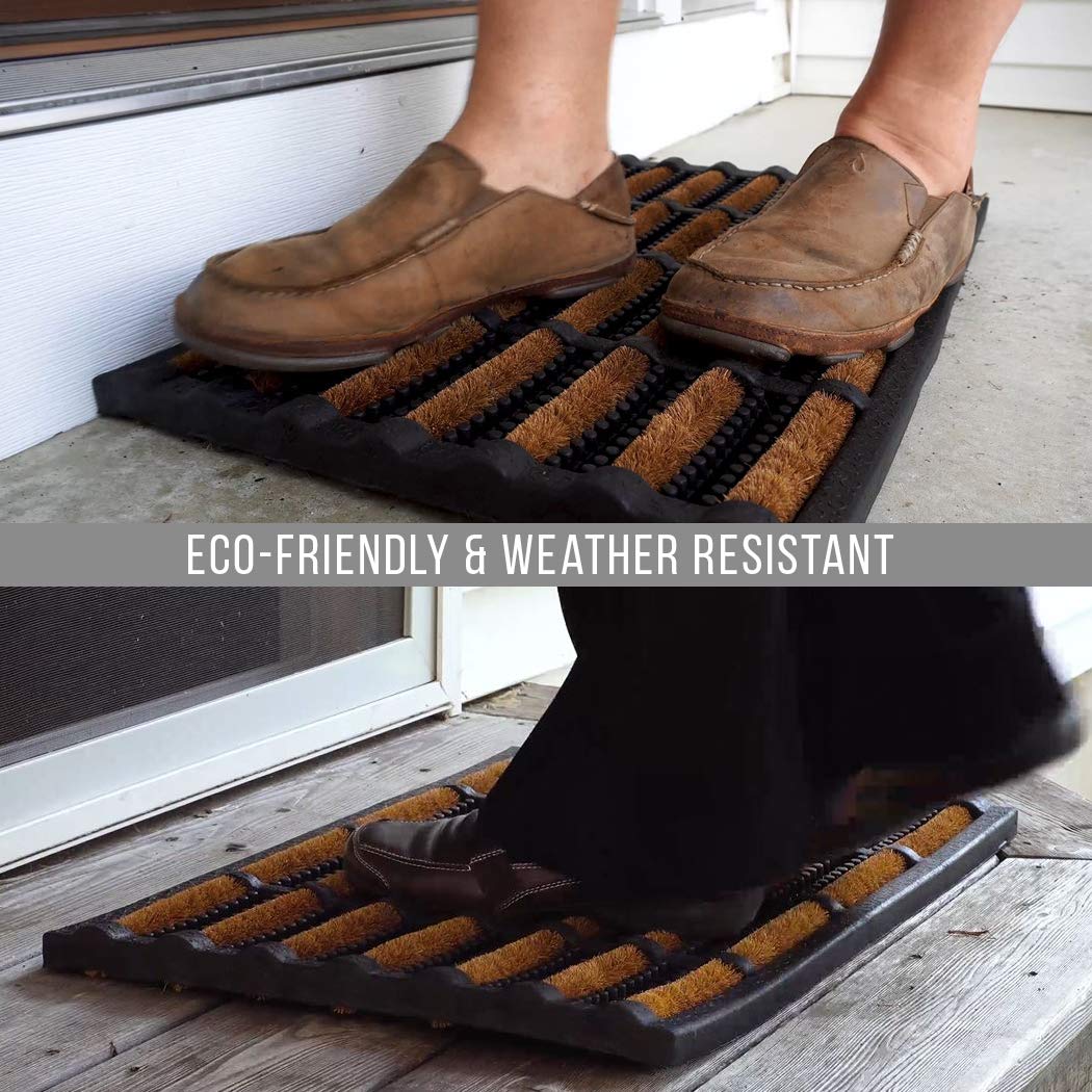 FOOTMATTERS Ninamar rubber base detail keeps mat anchored and floors protected.