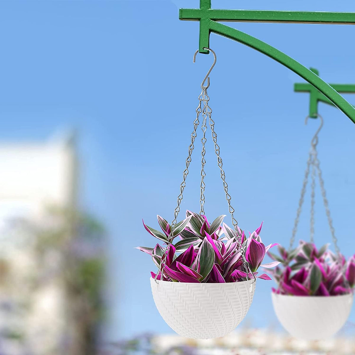 Foraineam 10-pack hanging planters suitable for flowers, succulents, or faux greens.