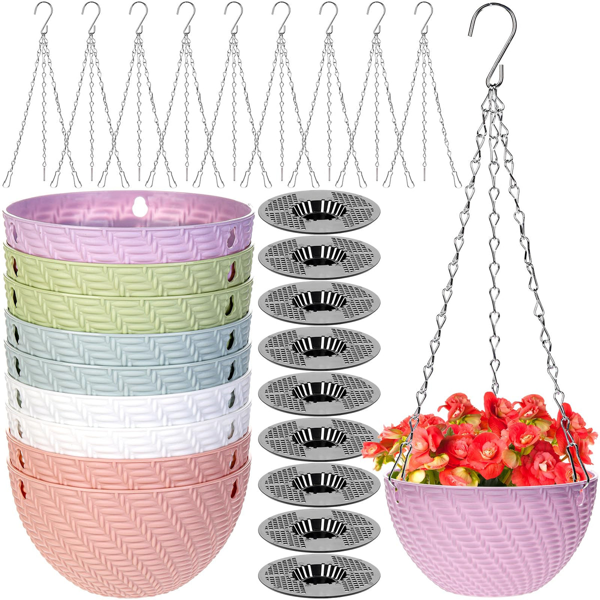 Foraineam 10-pack mini hanging planters set with five color options for indoor decorating