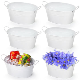 Foraineam 6-pack metal flower pots with handles for easy indoor/outdoor display.