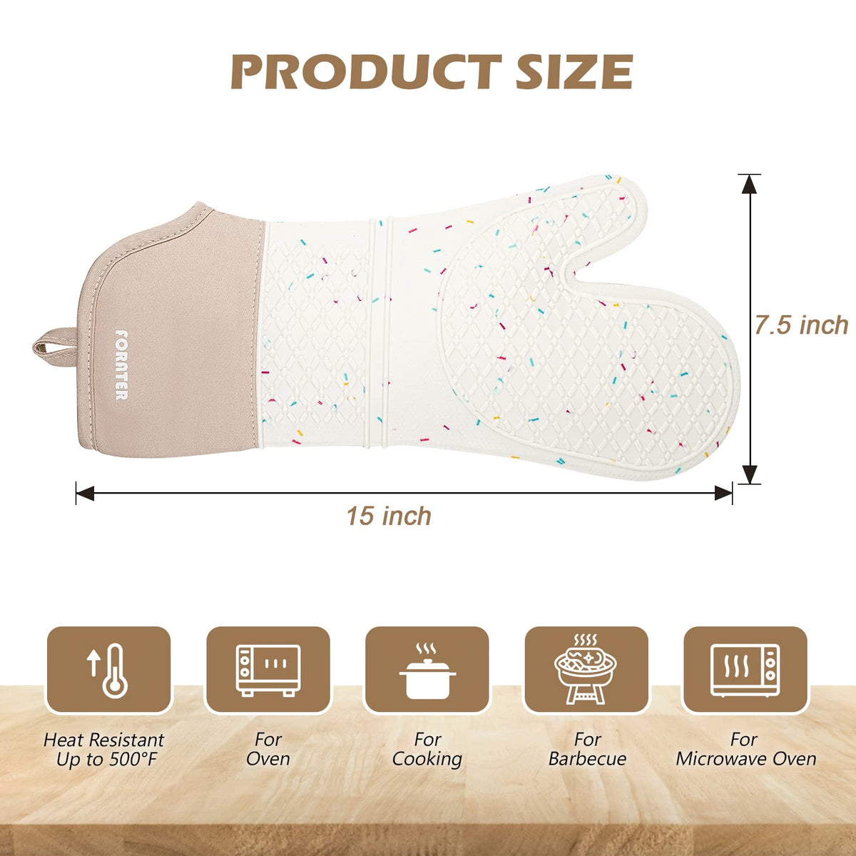 FORATER quilted cotton liner adds comfort during long cooking sessions.