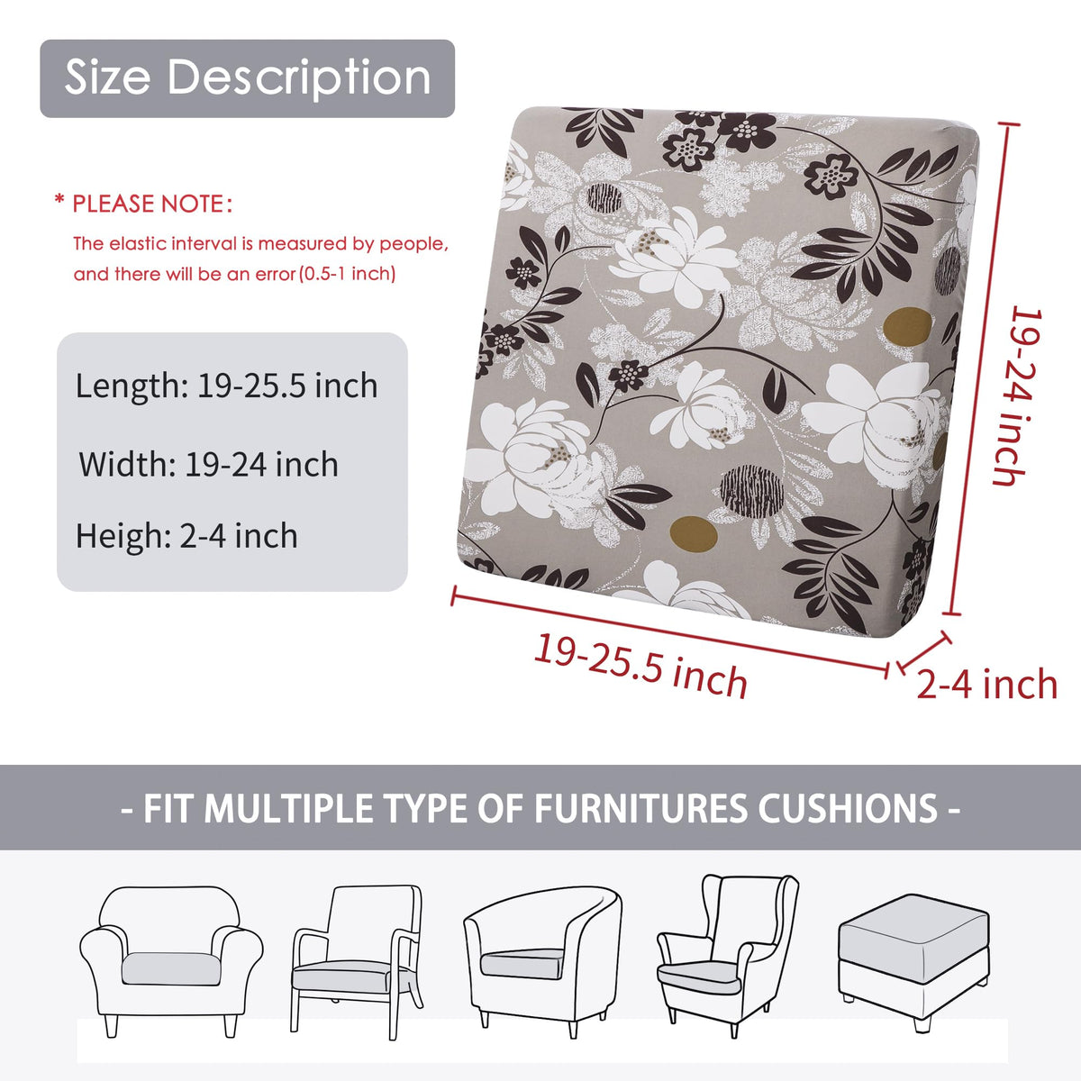 FORCHEER floral print cover is easy to install on outdoor furniture cushions.