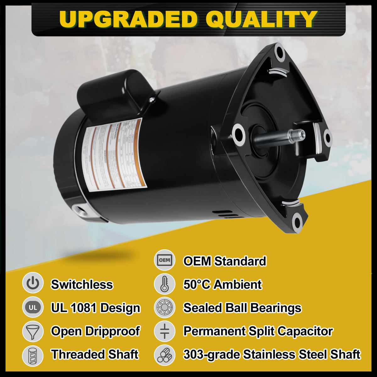 FOREBEN 1HP pool pump motor angled terminal for easier wiring.