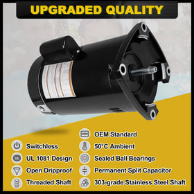 FOREBEN 1HP pool pump motor angled terminal for easier wiring.