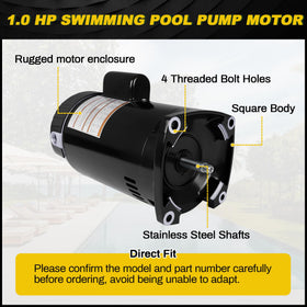 FOREBEN 1HP pool pump motor vented cooling for longer operation.