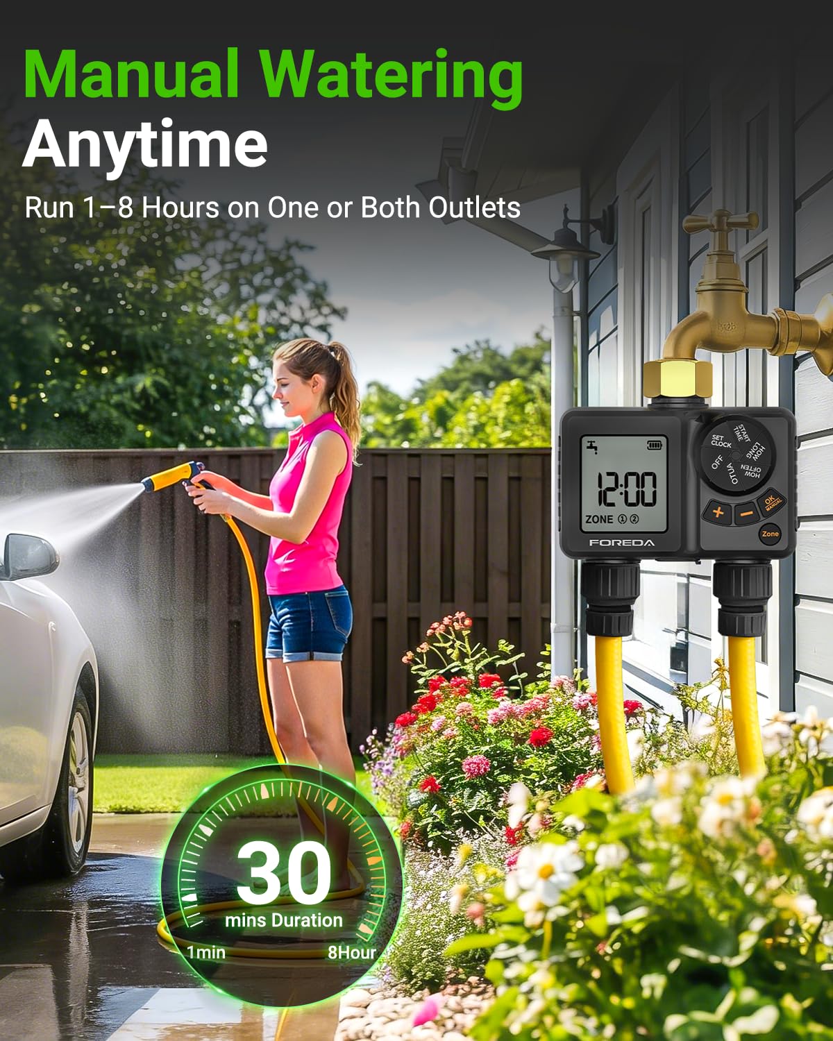 FOREDA IPX6 waterproof housing protects against rain, sun, and dust.