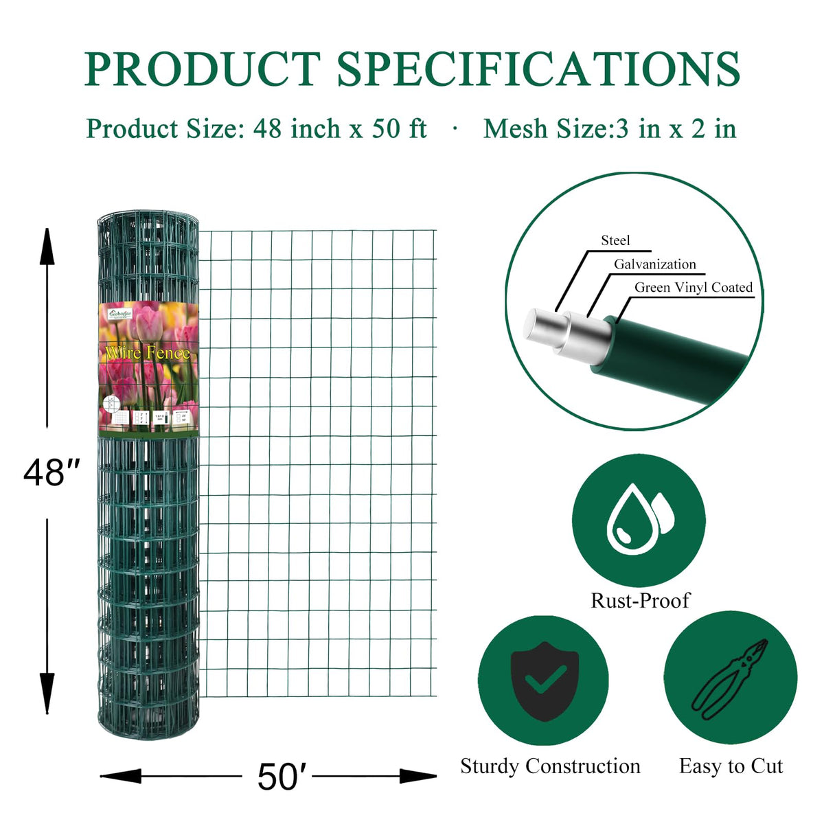 FOREHOGAR 16 gauge core wire with vinyl coating resists rust for long-lasting use.