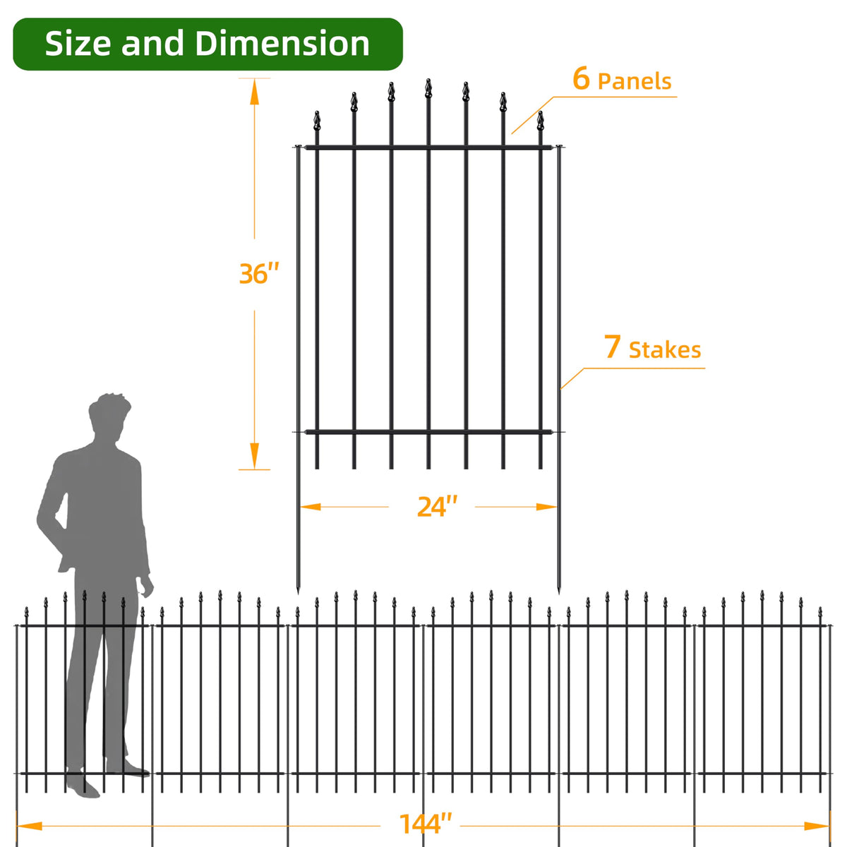 FOREHOGAR 36-inch black garden fence adds subtle yard separation