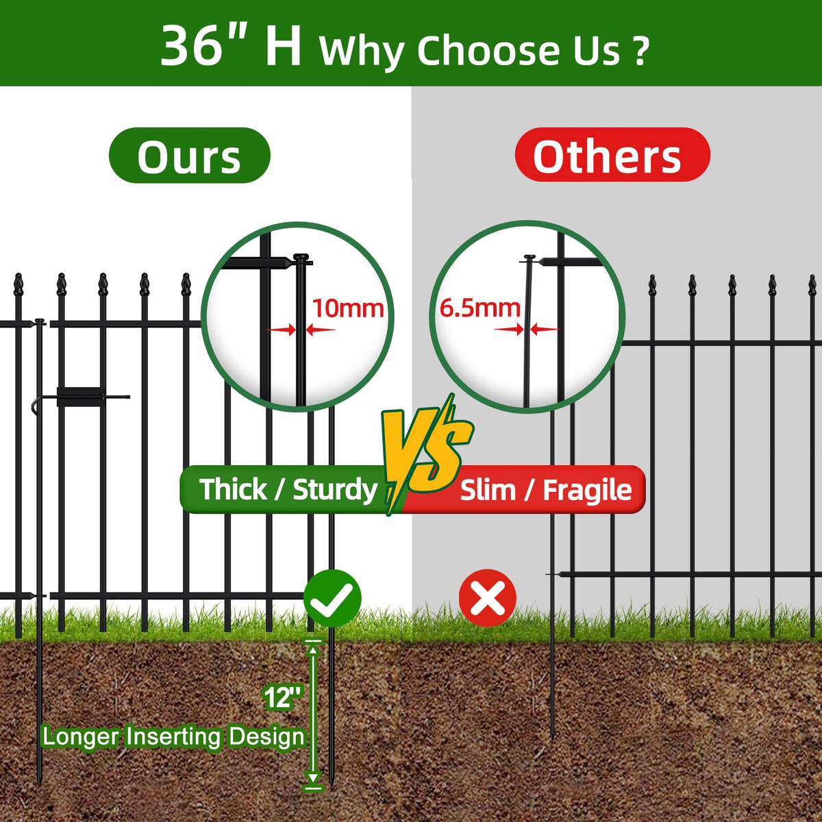 FOREHOGAR black powder-coated fence detail highlights rustproof, decorative finish.