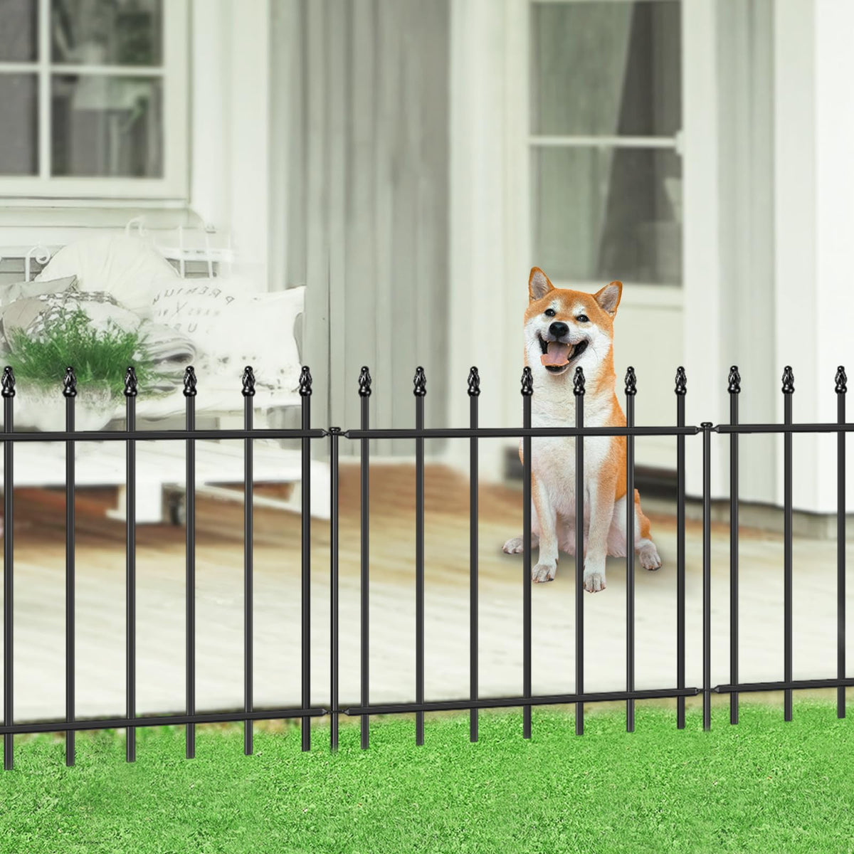 FOREHOGAR decorative metal garden fence 24 inch panel for clear yard borders.