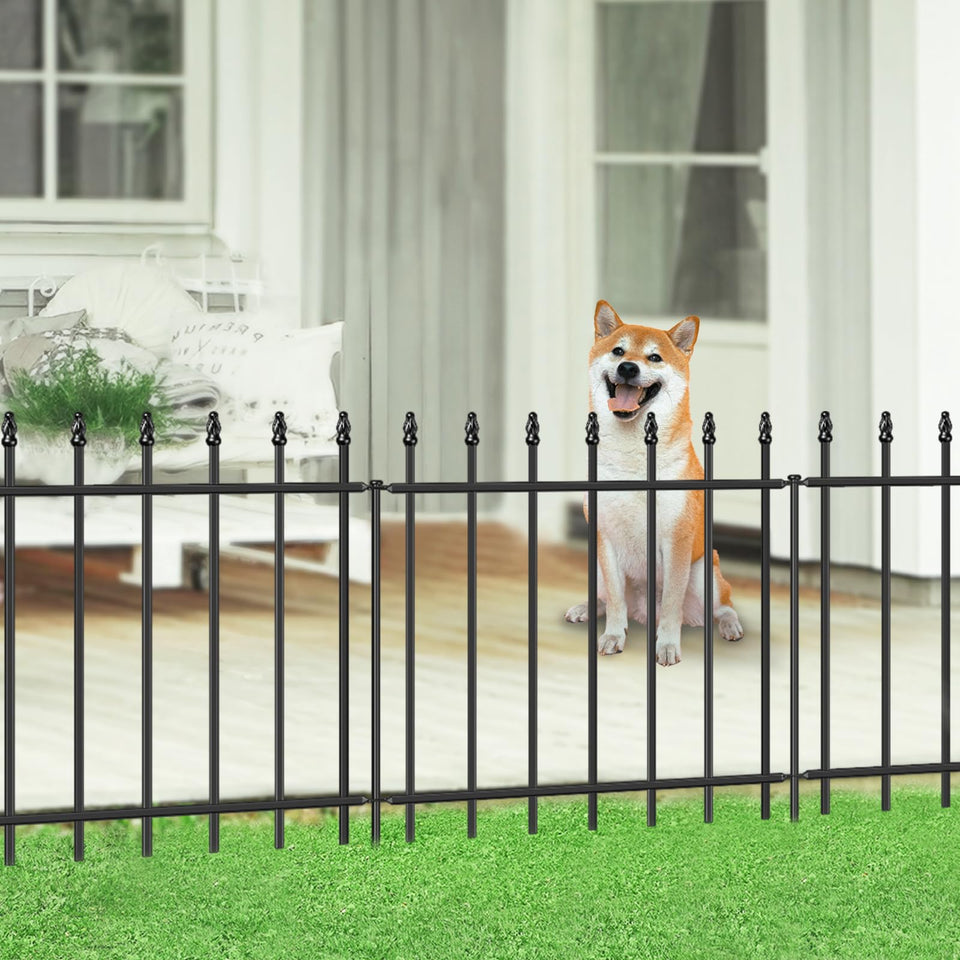 FOREHOGAR decorative metal garden fence 24 inch panel for clear yard borders.