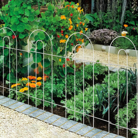 FOREHOGAR decorative white garden border fence panels arranged for neat yard edging.