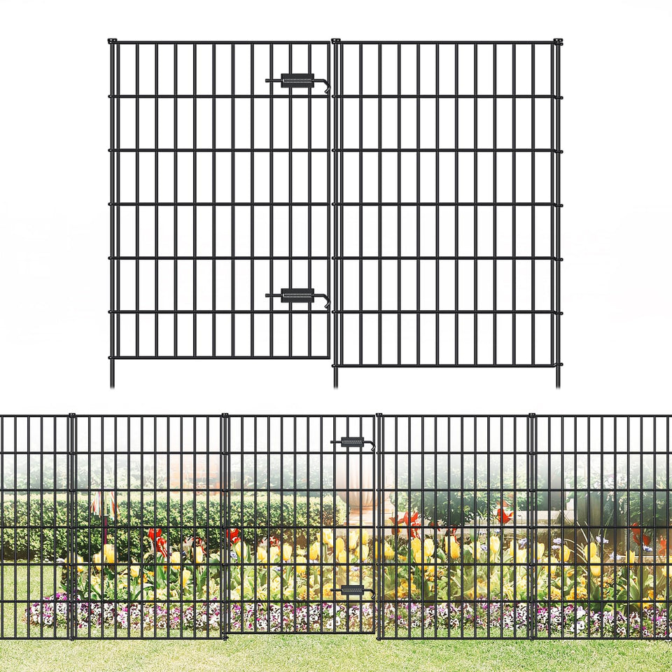 FOREHOGAR garden fence gate front view showing sturdy no-dig design for pet safety