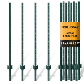 FOREHOGAR green metal fence post, 4.8 ft, ideal for quick no-dig garden fencing.