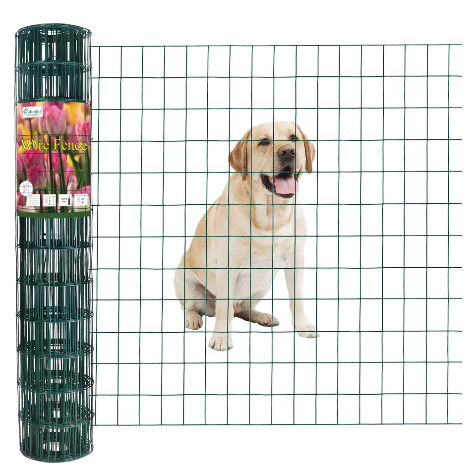 FOREHOGAR green vinyl-coated fence roll guards garden borders from wildlife.