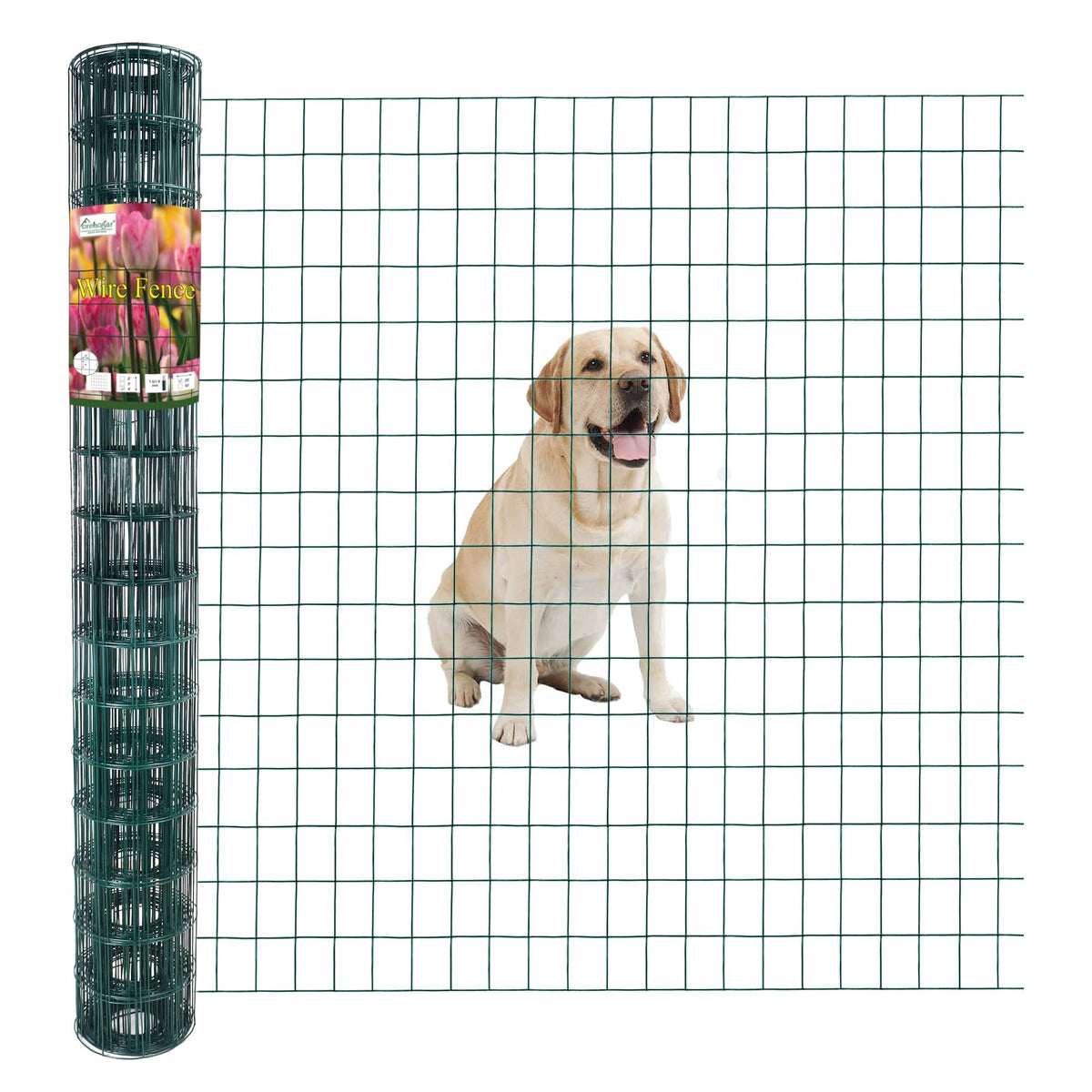FOREHOGAR green vinyl-coated welded wire fence 48in roll protecting gardens from animals