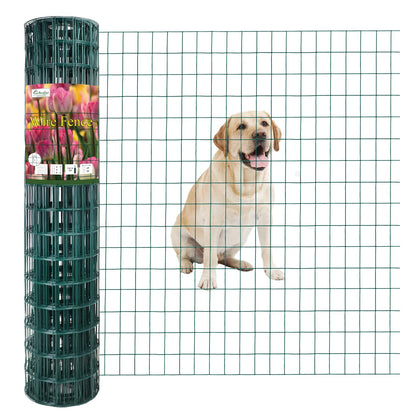 FOREHOGAR green vinyl coated wire fence roll secures vegetable gardens from small animals.