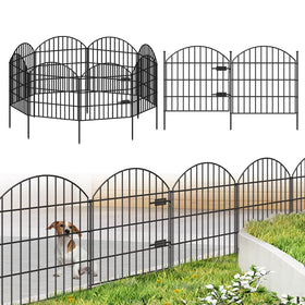 FOREHOGAR metal garden fence with gate 28in panels for yard border and enclosure.