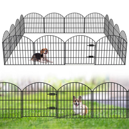 FOREHOGAR metal garden fence gate in black, 27h x 28w, ready to secure a yard.