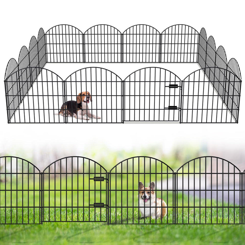 FOREHOGAR metal garden fence gate in black, 27h x 28w, ready to secure a yard.