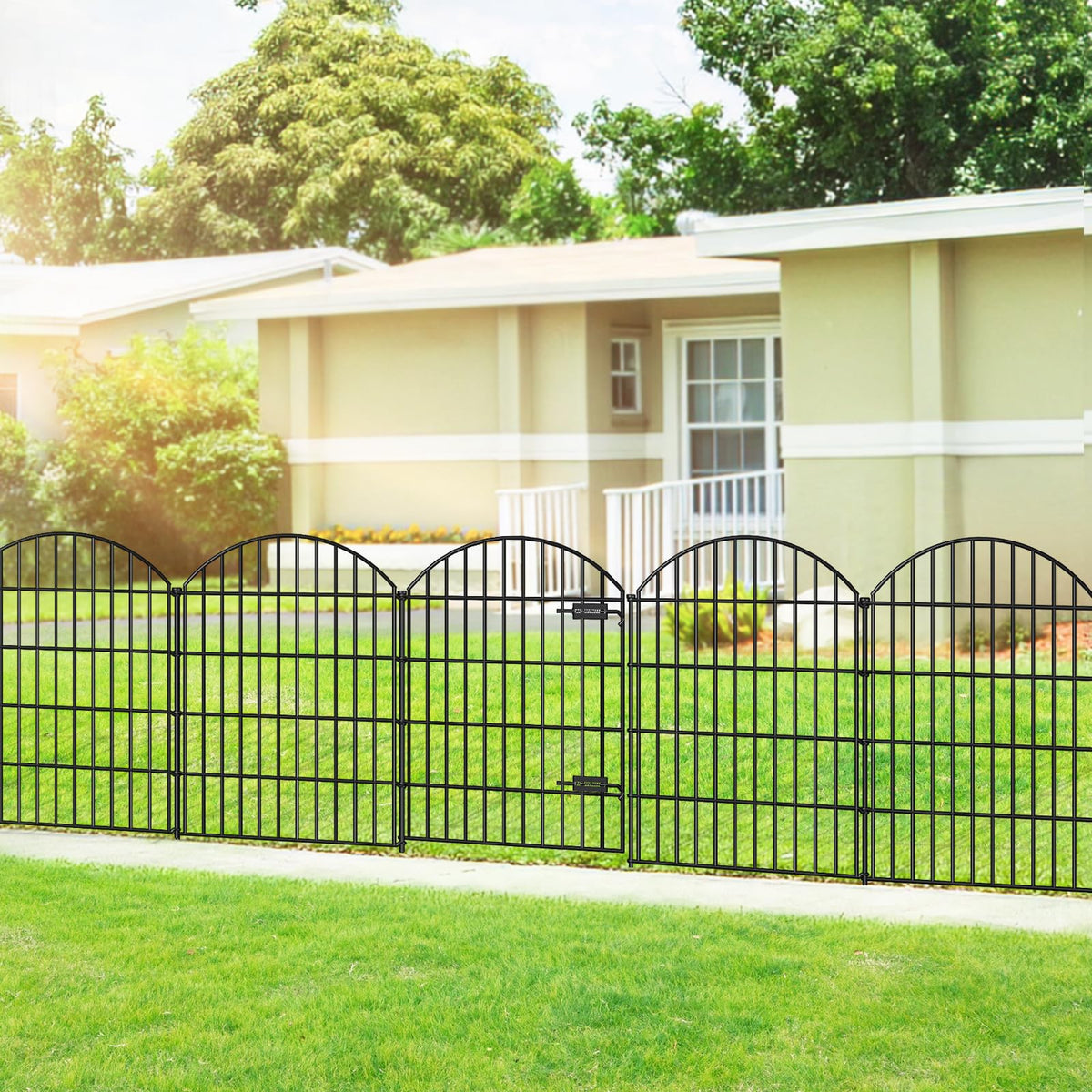 FOREHOGAR metal garden fence gate 36in in a yard, sturdy boundary solution.