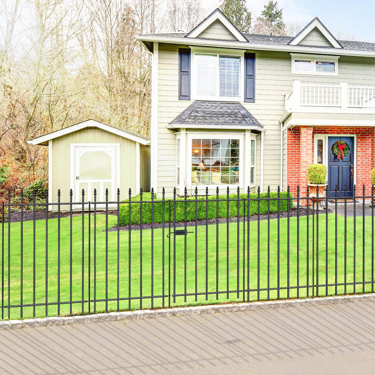 FOREHOGAR metal garden fence gate assembly demonstrates a sturdy, durable border for paths.