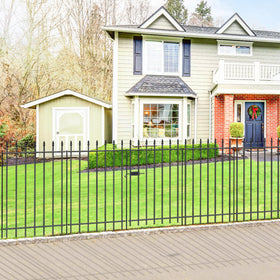 FOREHOGAR metal garden fence gate assembly demonstrates a sturdy, durable border for paths.
