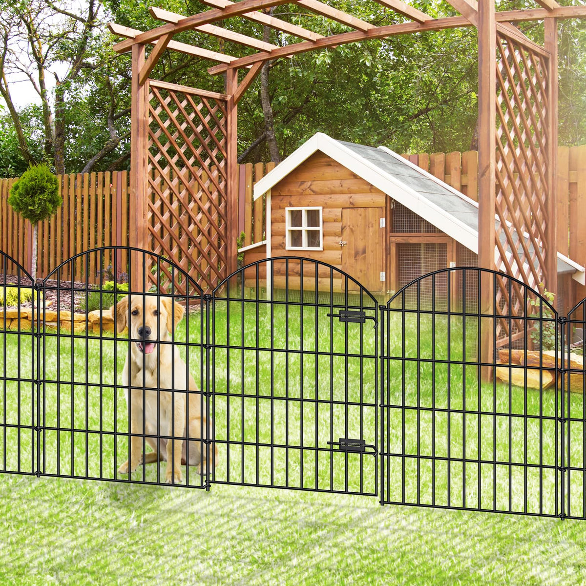 FOREHOGAR metal garden fence panel 28in wide creates a neat border around beds.