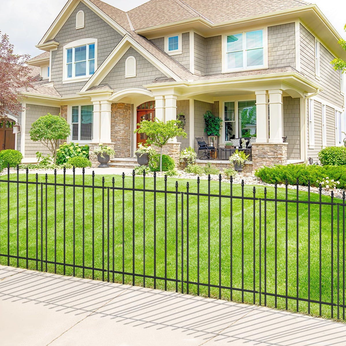 FOREHOGAR metal garden fence panel with arch design for flower bed borders