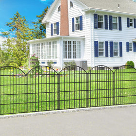 FOREHOGAR metal garden fence panel setup showing quick no-dig installation.