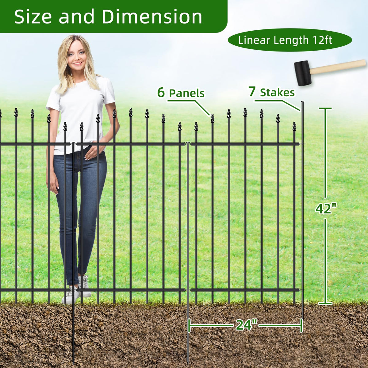 FOREHOGAR no-dig stake installation makes setup quick and stable along paths and flowerbeds.