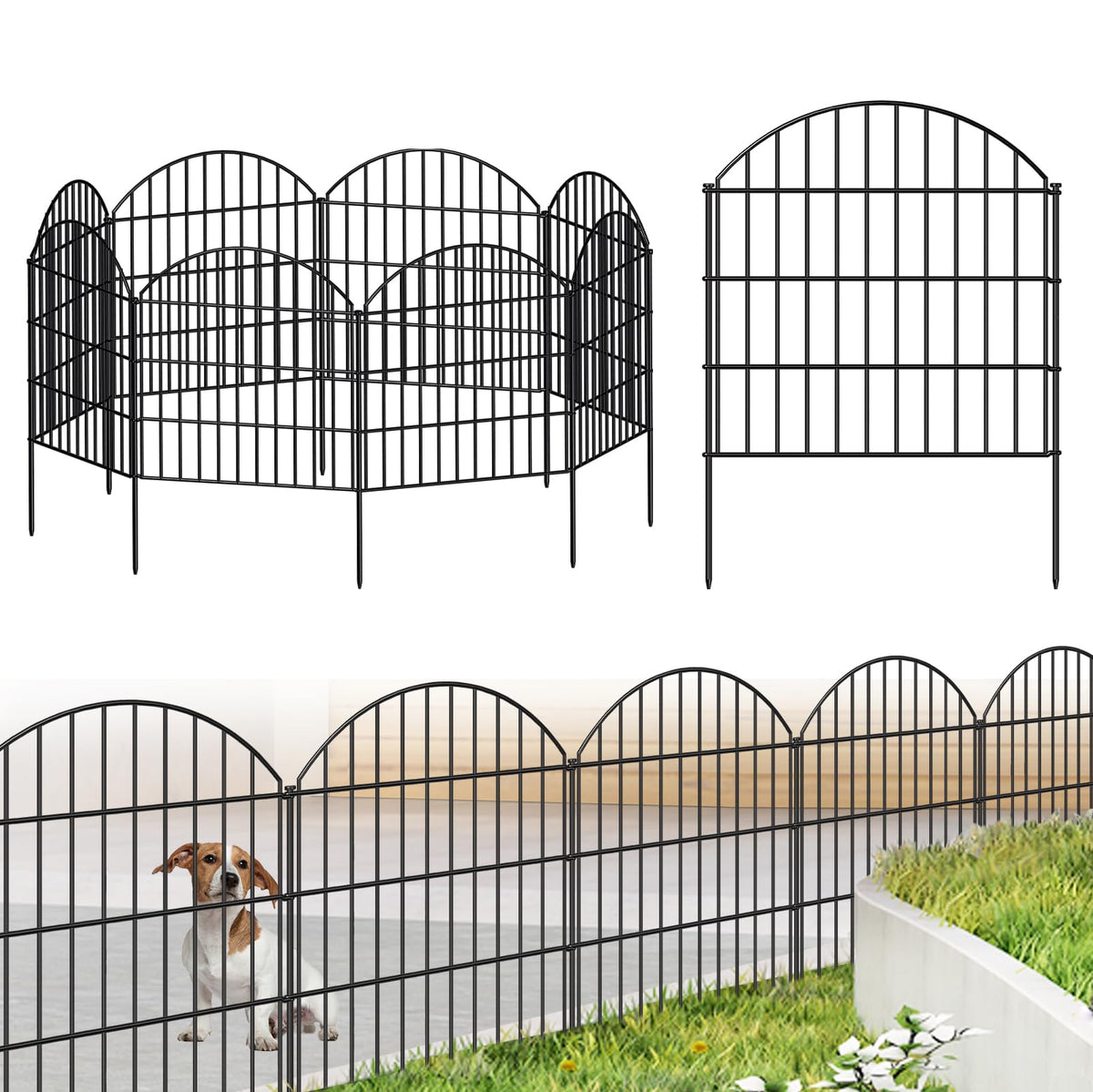 FOREHOGAR panel 28in black fence forms a durable yard border.
