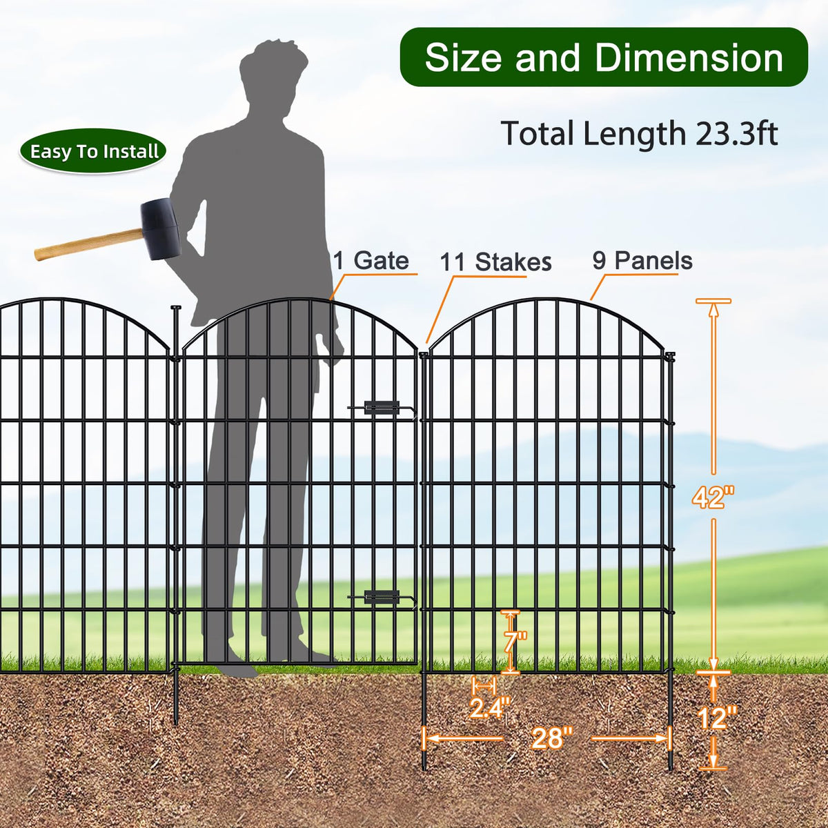 FOREHOGAR stake installation shows simple no-dig setup with rubber mallet