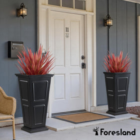 Foresland matching two-planter setup creates symmetrical porch arrangements