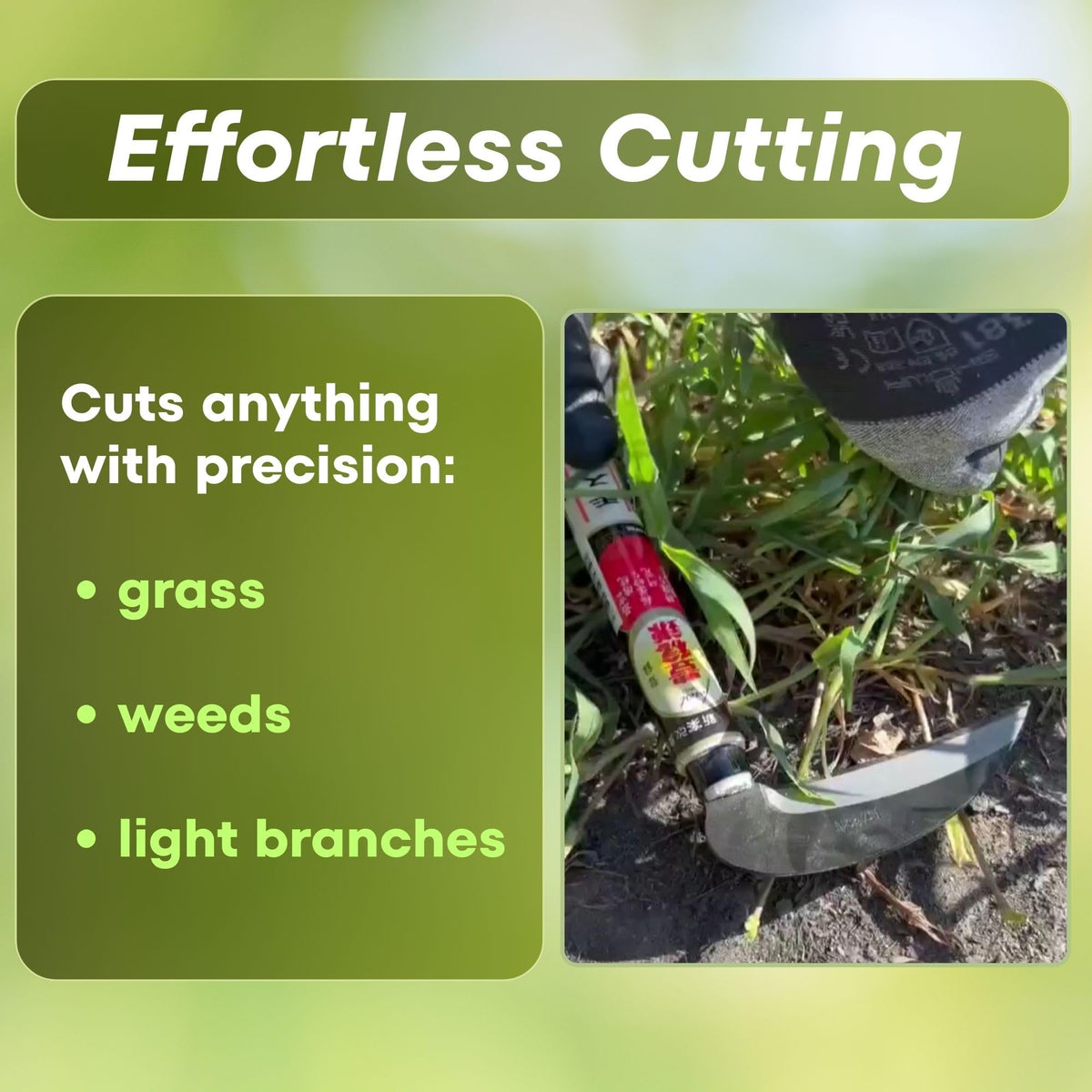 Forest Originals Hounen Miyawaki curved blade in action during garden trimming