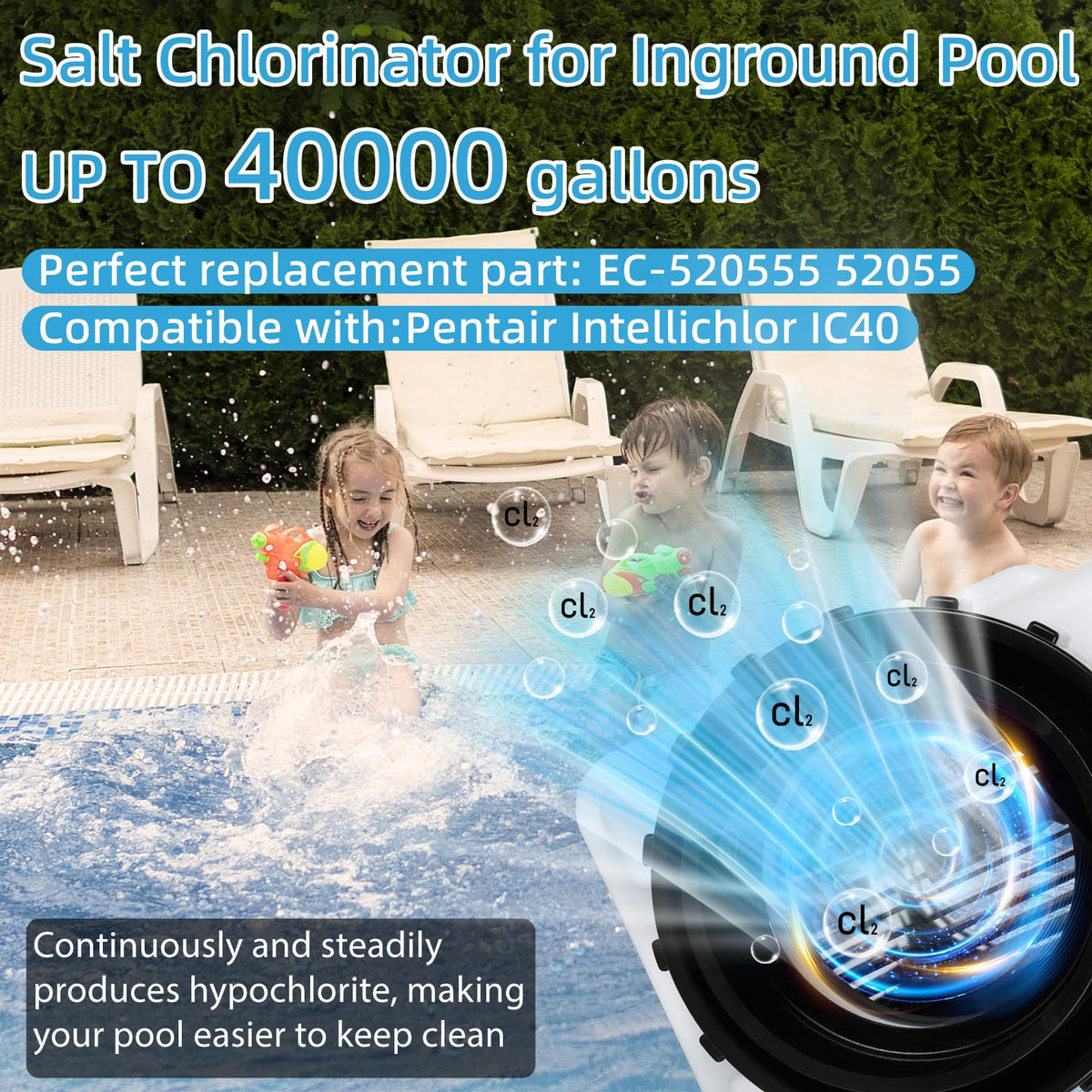 Forested IC40 unit LED display shows salinity and status clearly