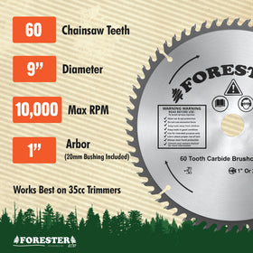 FORESTER 9in diameter blade in action, delivering clean, efficient cuts.