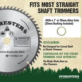 FORESTER brush cutter blade, arbor 1 inch, for versatile mounting.