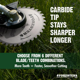 FORESTER brush cutter blade in action slicing through dense brush