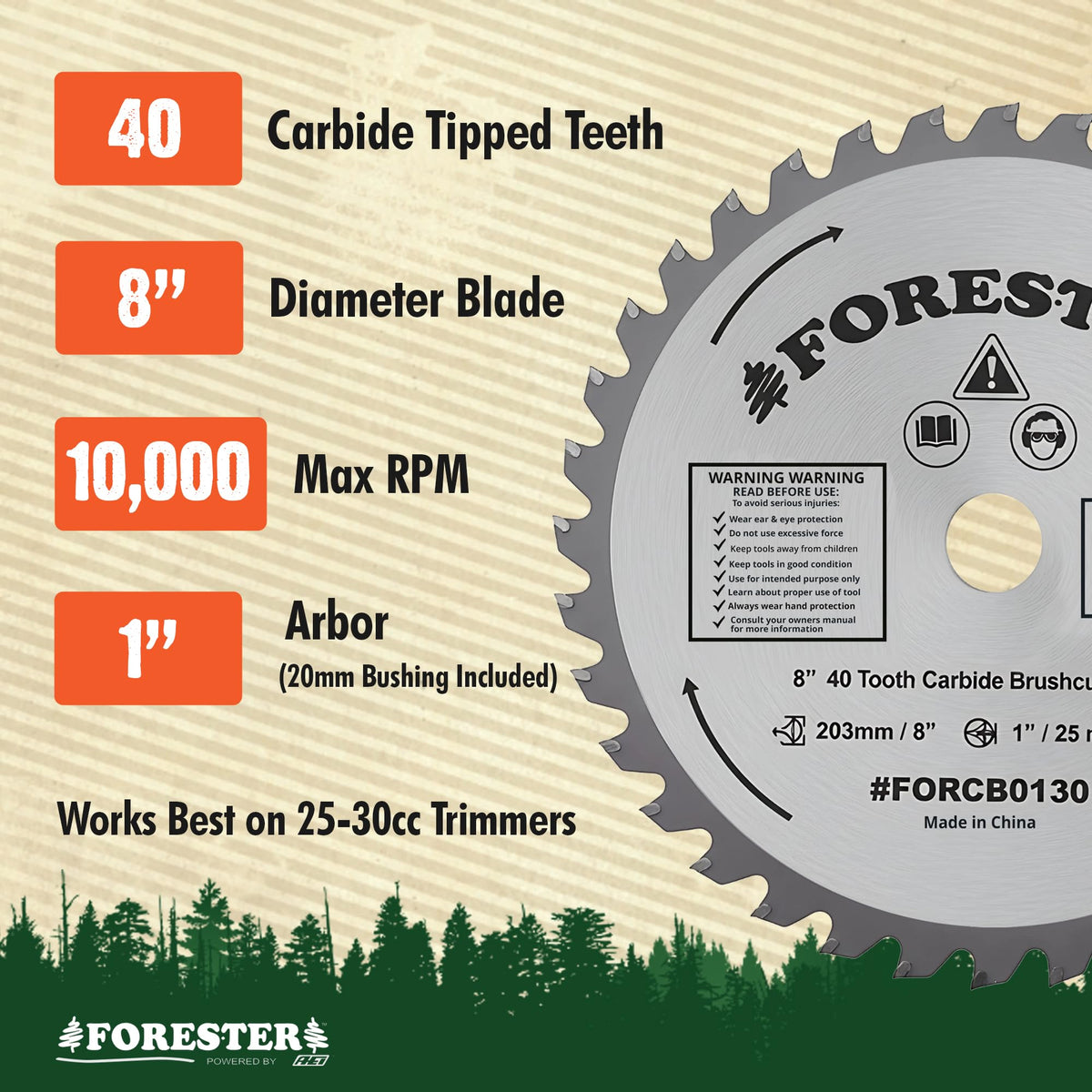 FORESTER 40 carbide teeth stay sharp for longer cutting sessions
