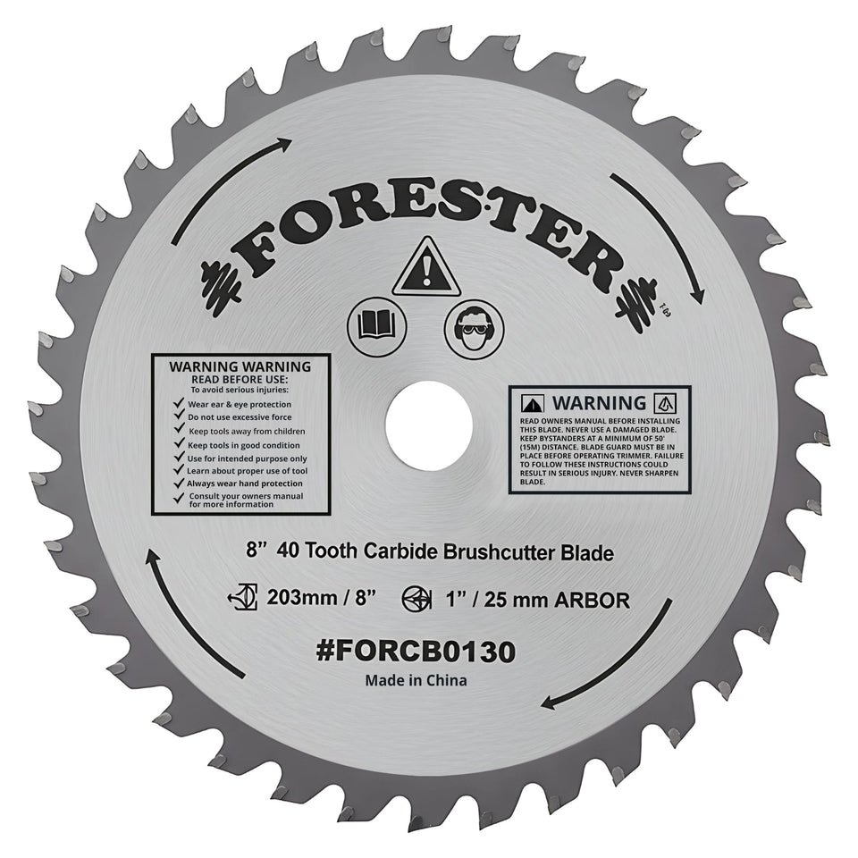 FORESTER carbide-tip brush cutter blade in 8-inch, 40 teeth for fast clearing