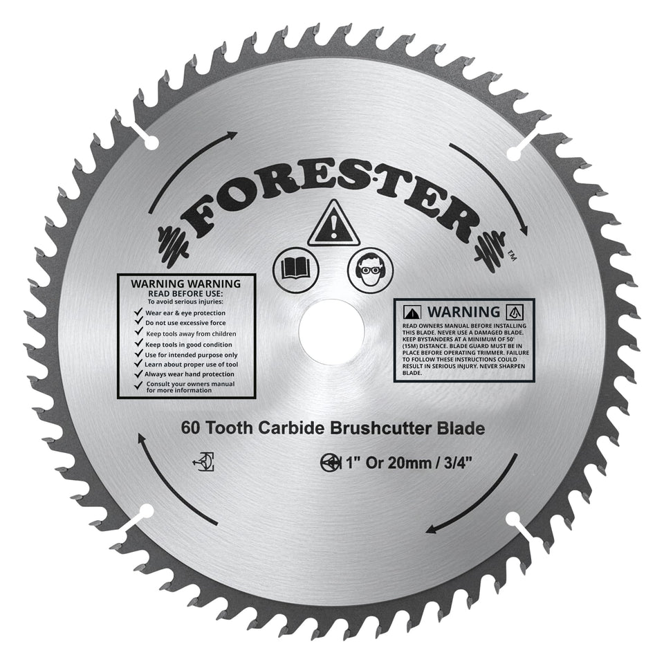 FORESTER carbide-tip brush cutter blade 9in with 60 teeth for fast, aggressive brush removal.