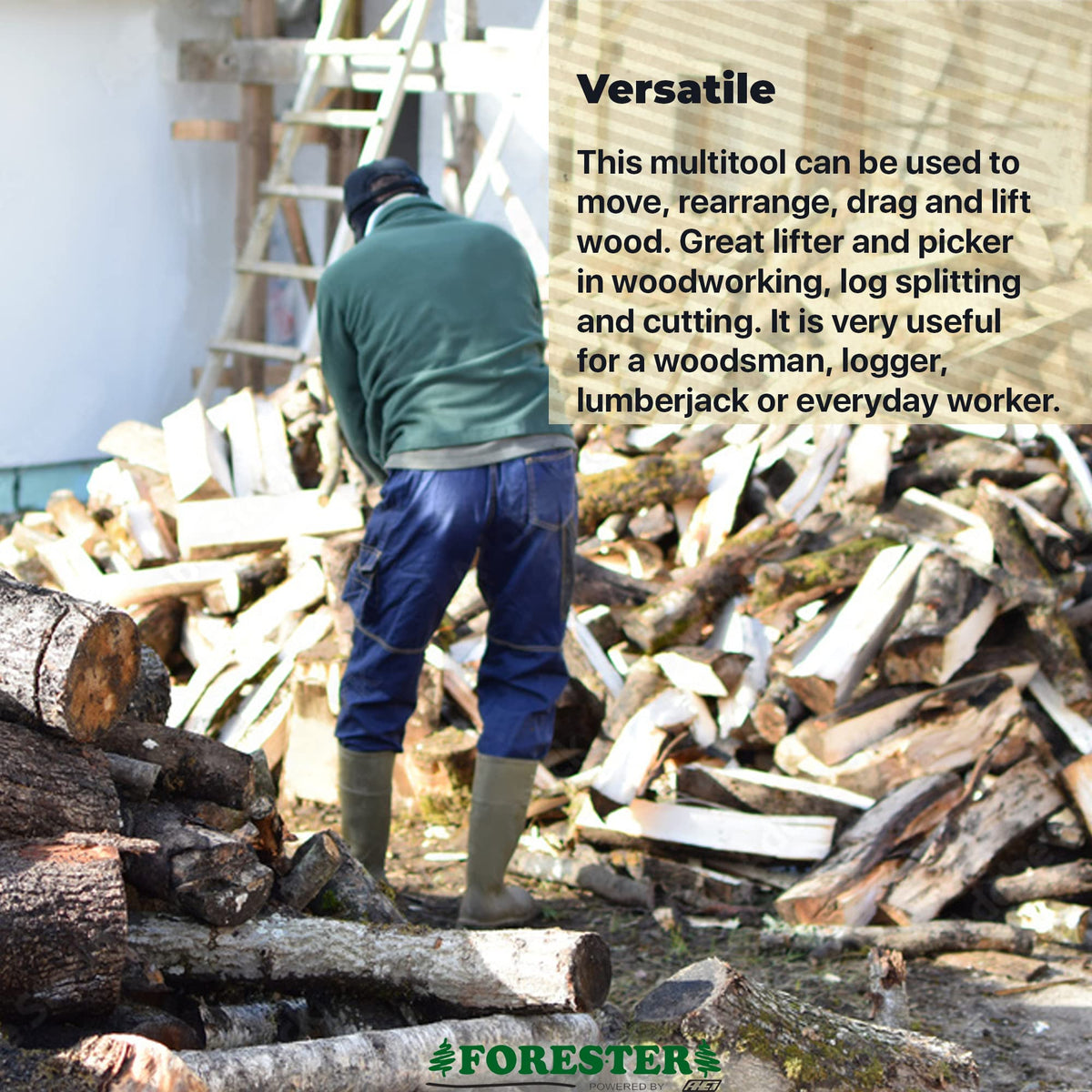 FORESTER log lifter ideal for moving pulpwood and firewood efficiently.