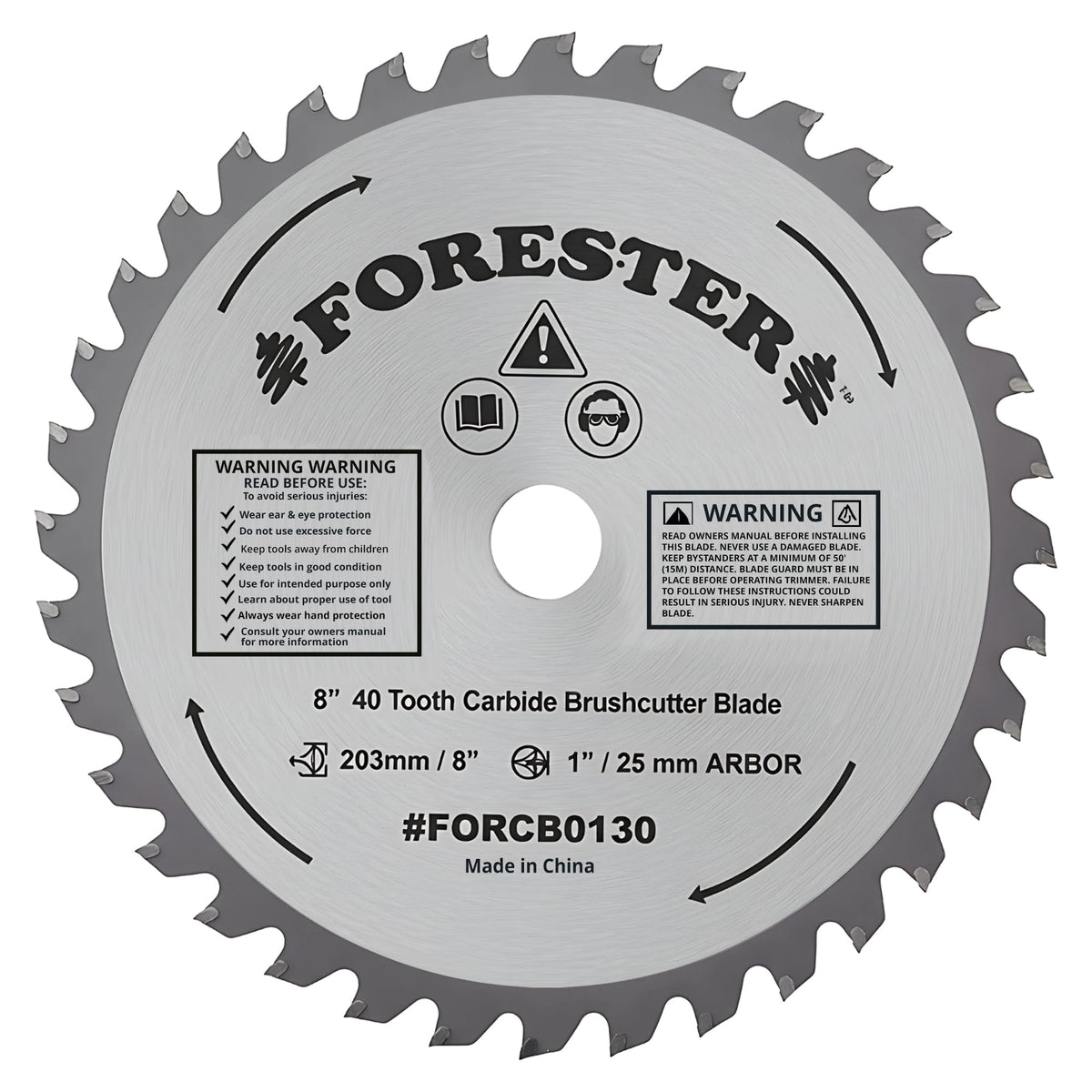 FORESTER blade capable of high RPM up to 10,000 for aggressive cutting