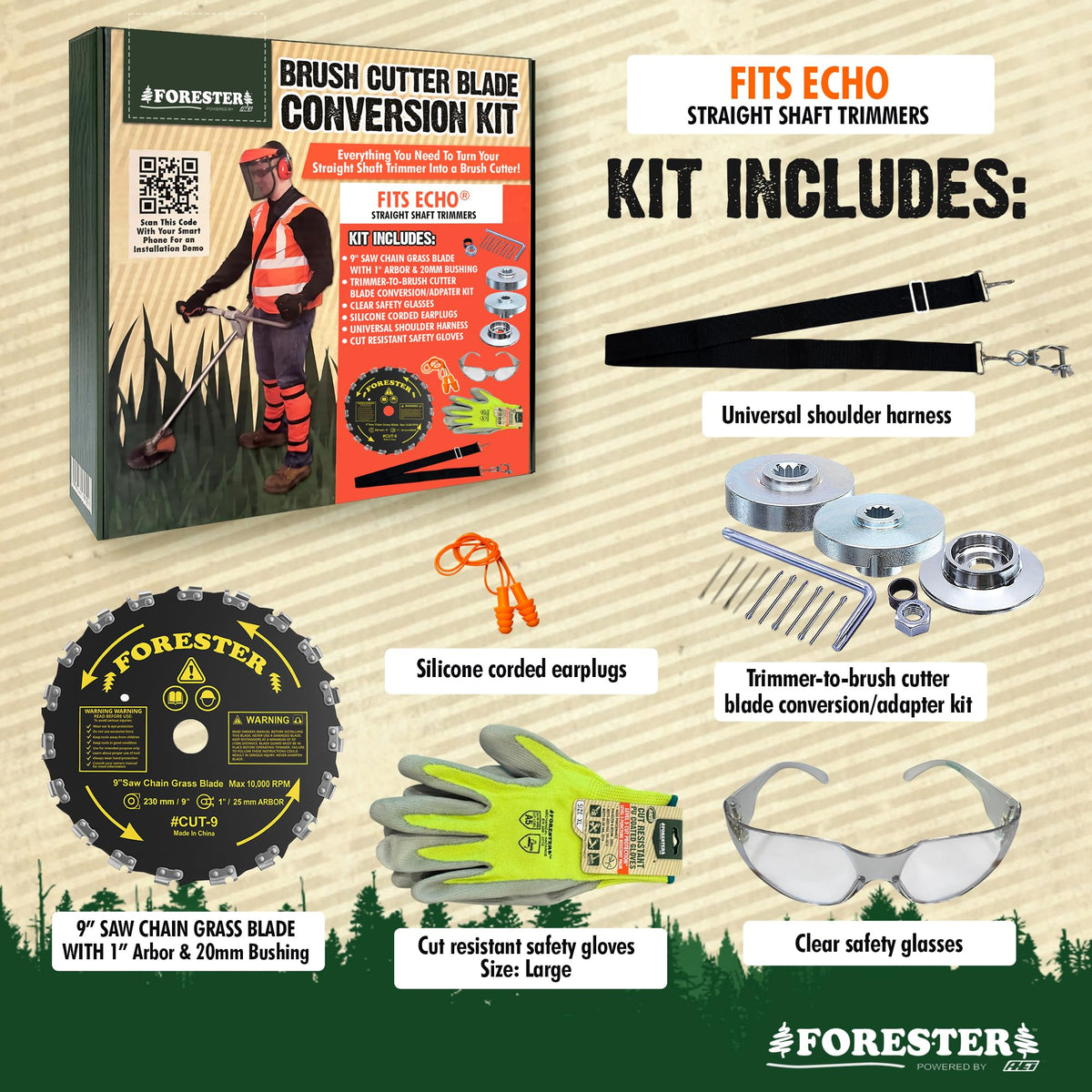FORESTER safety glasses UV400 provide clear eye protection during heavy-duty trimming