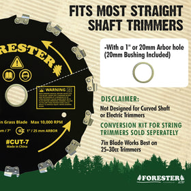 FORESTER close-up shows 14-teeth blade for clean, efficient cuts.
