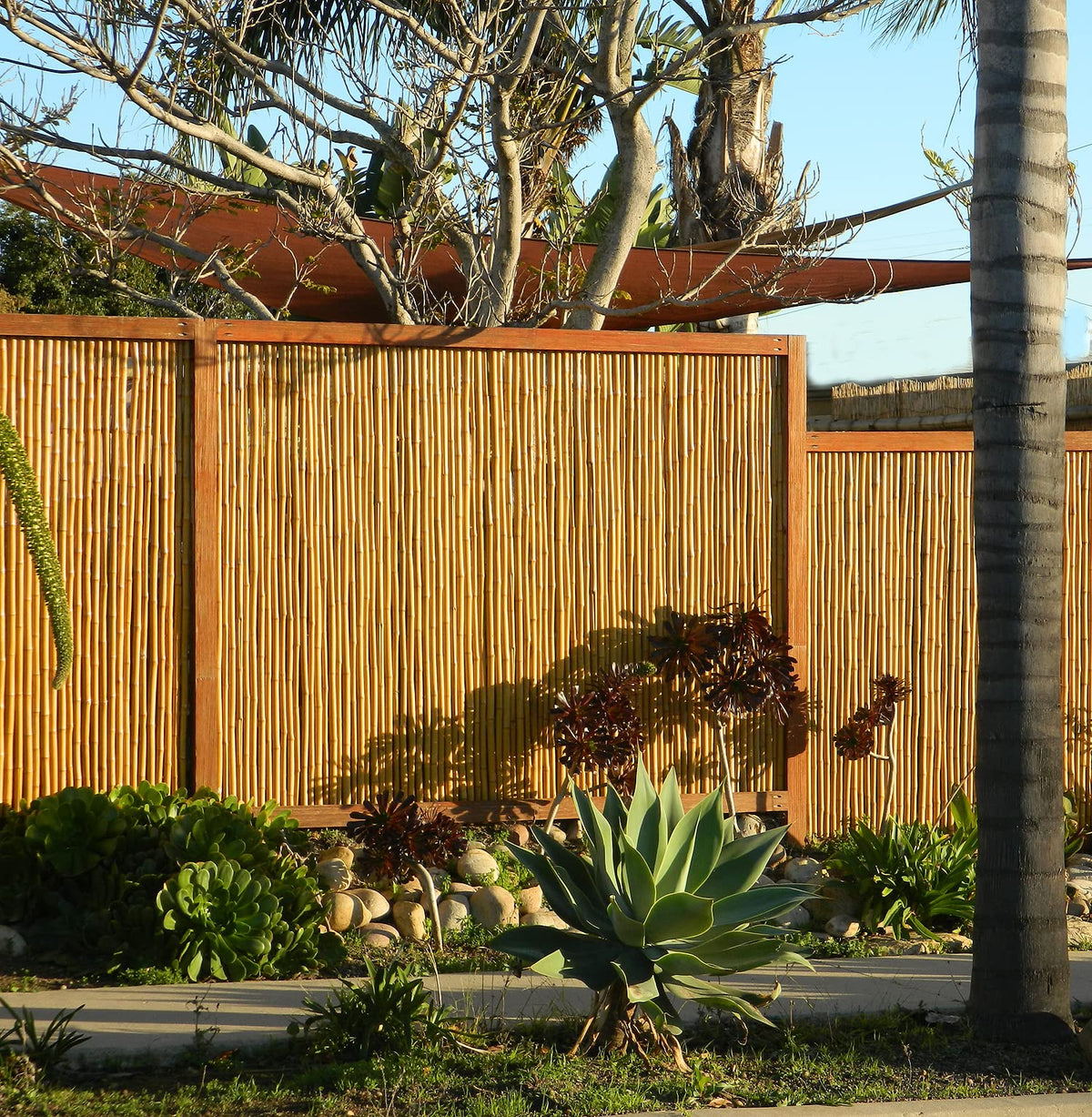 FOREVER BAMBOO decorative bamboo poles with galvanized wires forming a strong panel