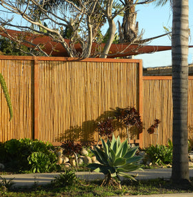 FOREVER BAMBOO decorative bamboo poles with galvanized wires forming a strong panel