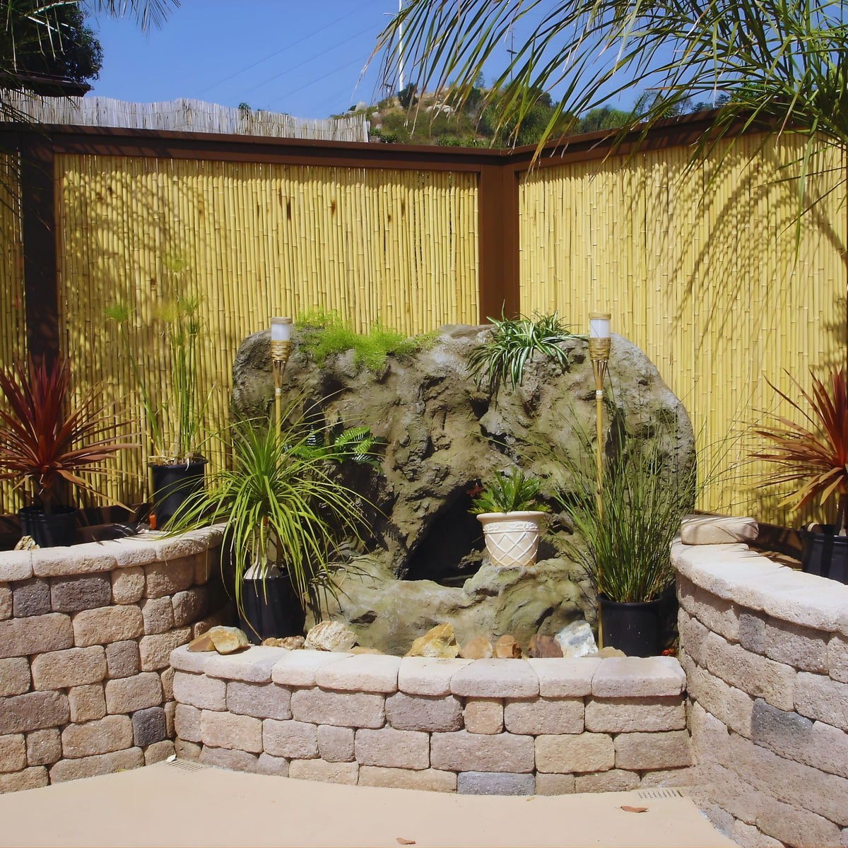 Forever Bamboo galvanized wire secured bamboo poles ensure sturdy construction.