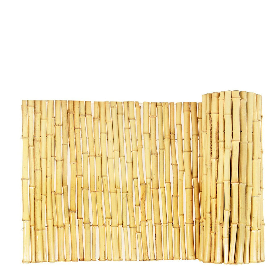 FOREVER BAMBOO natural fencing panel closeup with durable bamboo poles for outdoor privacy